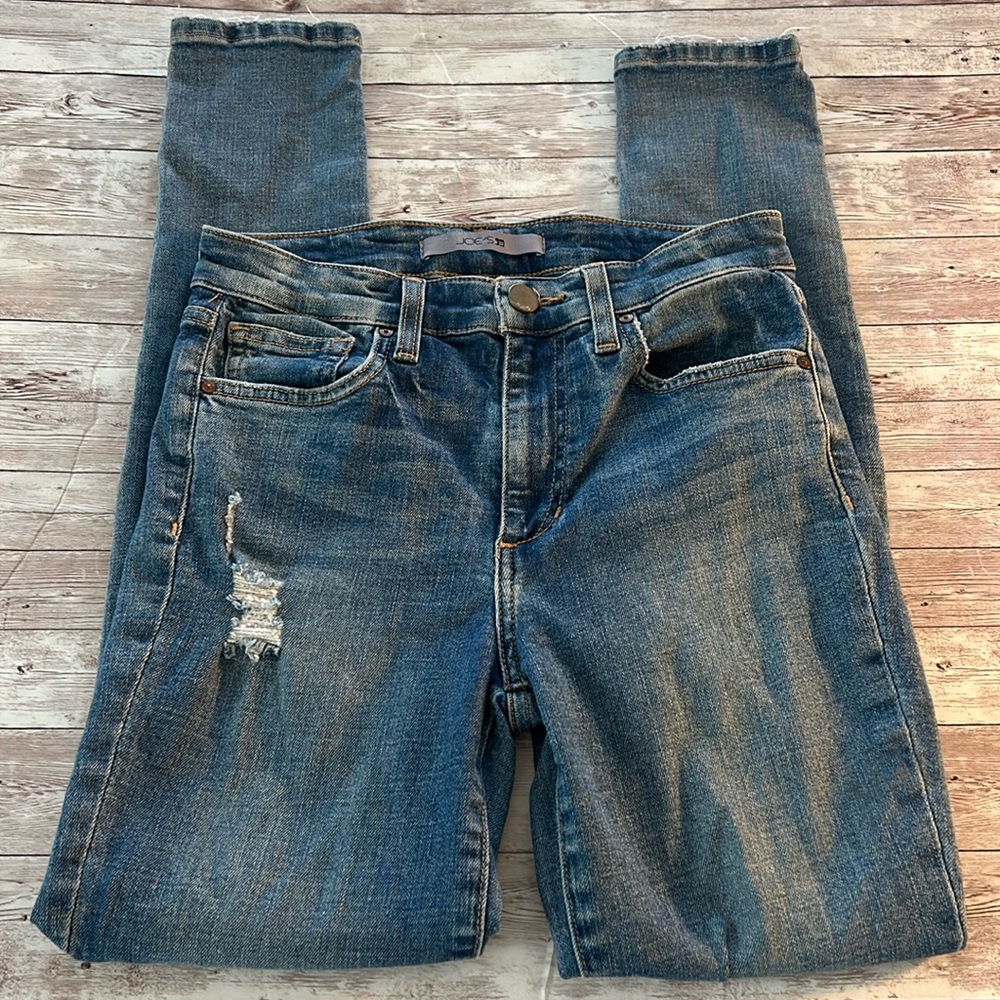 Joes Jeans Medium Wash Distressed High Rise Skinny Ankle Jeans